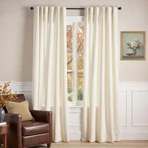 Ivory Curtains Light Filtering Velvet Curtains 84 Inch Length Drapes for Living Room Bedroom Cream Window Treatments Soft Luxury Drapes Back Tab 2 Panels