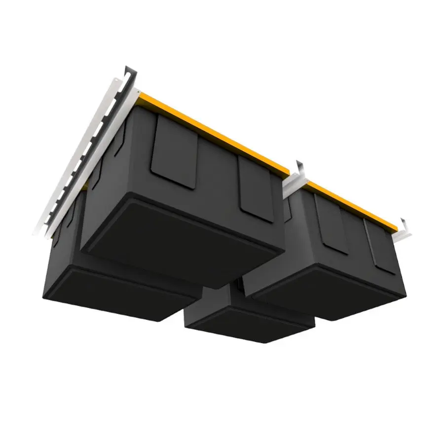 E-Z Bin Slide Overhead Garage Storage – Compact 4-Tote Ceiling Organizer (200 lb Capacity)