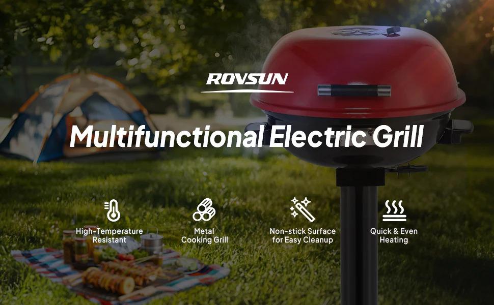 [TOP RATED - FLASH SALE] ROVSUN 1600W Vertical Electric Grill with Cover Red