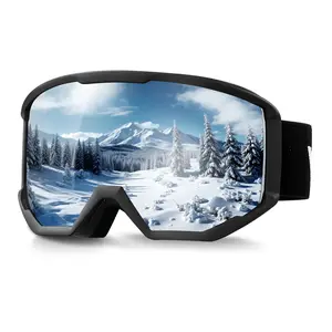 VEVOR Ski Goggles, Cylindrical Lens with Silver Mirror Revo Coating, OTG Anti fog Snow Goggles for Men Women Youth, TPU Frame & Ventilation Structure, Suitable for Skiing, Skating, Snowboarding, Cycling