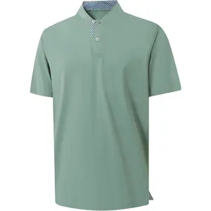 Mens Golf Shirts Collarless Permance Dry  Moisture Wicking Casual Solid Short Sleeve Henley Shirts  Men