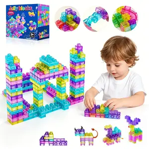 Soft Gel Jell-O Blocks, Fun Stacking Set, Sensory Touch Toy, Stretchable, Early Stem Learning, Creative Bath Play Toy for Kids