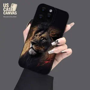 Lion Pattern Mobile Phone Case Full-Body Protection TPU Case Color:Black for Men Women for iPhone 15 14 13 12 11 XS X 7 8 Mini Plus Pro Max SE