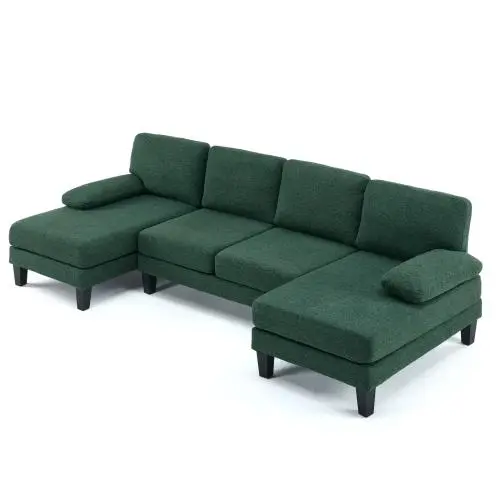 【Not a set】Karlhome Chenille Deep Seat Loveseat Sofa - 141in & 111in Creamy Cloud Design, 1000lb Capacity, Vacuum-Clear Legs, Cotton, Sturdy, Deep U-Shape Smart Floor Space Use, Living Room Decor, Apartment Furniture