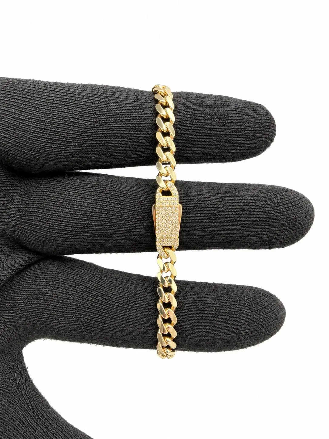 14K Yellow Gold Baby Monaco Cuban Link Bracelet Chain - Classic Statement Jewelry for Casual Wear