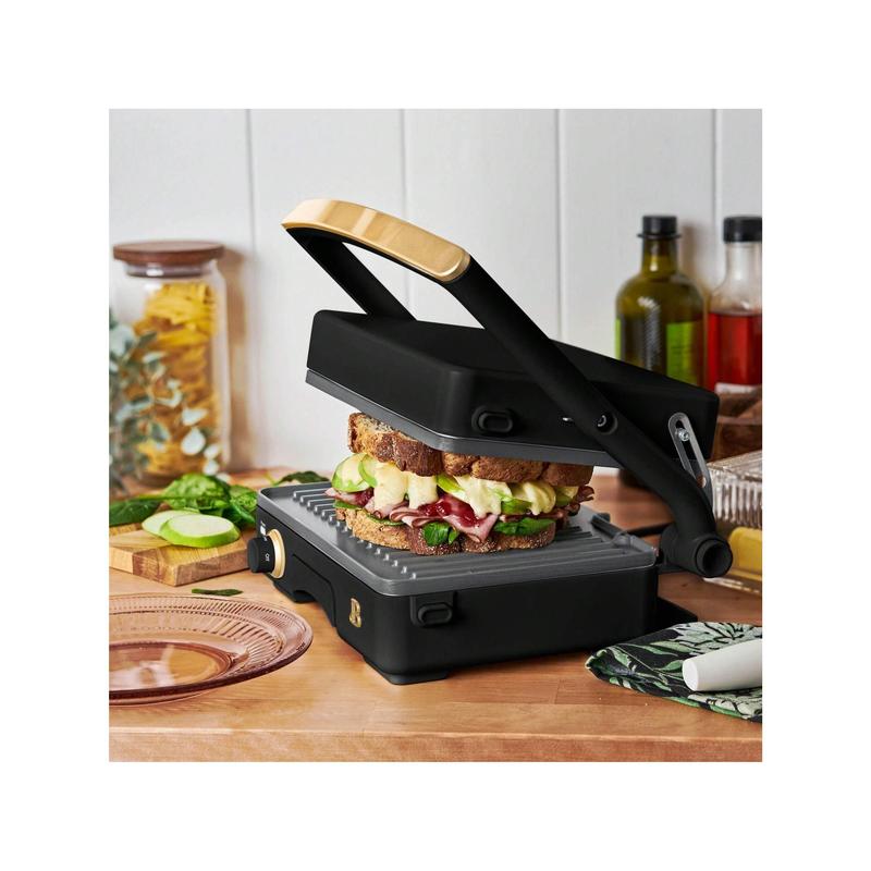 Premium 2-in-1 Panini Press & Grill with Nonstick Plates – White Finish, Dishwasher-Safe