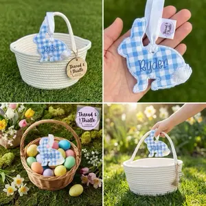 Personalized Easter Bunny Ornaments - Custom Name Tags for Basket Decorations