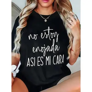 Women's "No Estoy Enojada" Graphic T-Shirt, a USA-Made Short-Sleeve Raglan Top in 100% Breathable Cotton with a Casual Unisex Fit, Tshirt