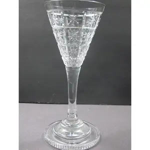 Cut glass sherry stemware Hand cut stepped foot