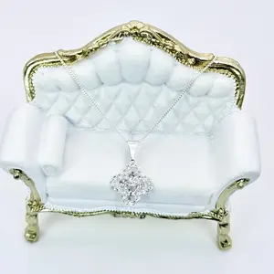 Clover Zirconia Color Pendant With Chain 18'' or 20'' in Fine Silver 925 Italy Exquisite Jewelry Gift Charms Necklace Modern Versatile Accessories