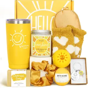 Gift Baskets for Women, 10pcs Unique Birthday Gifts for Women, Best Friend Birthday Christmas Gift, Get Well Soon Gift Basket Sending Sunshine Cheer Up Box for Sister Friendship - BRIGHTEN UP HER DAY