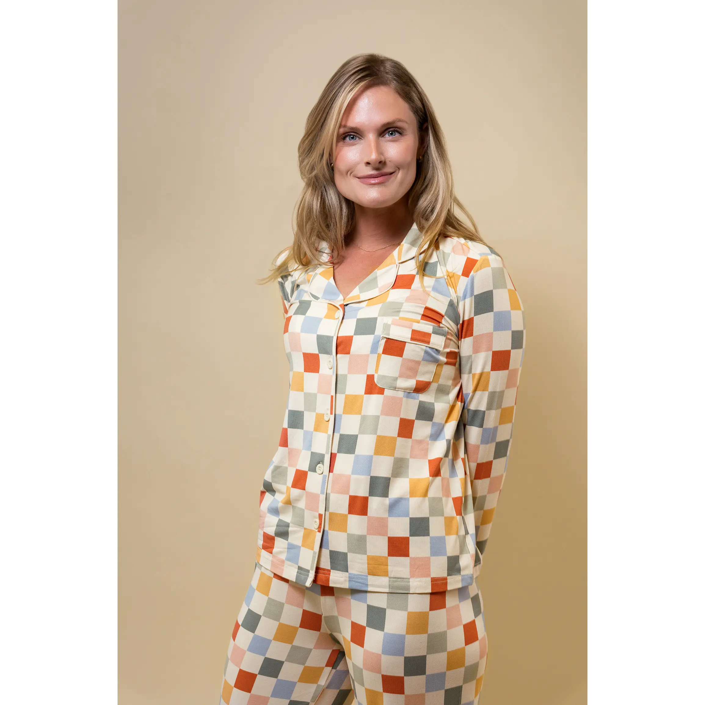 Womens PJ's Long Sleeve (Vintage Checkered)