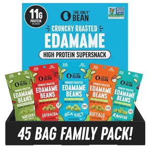 High Protein Snacks, Healthy Office Snacks, Healthy Snacks for Adults and Kids for Lunch, Vegan, Low Carb & Gluten Free - Edamame Beans Snack, Variety Pack - 0.9oz (Pack of 45)