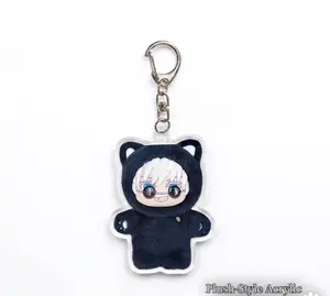 Kawaii Gojo  Plush-Style Acrylic Keychain - Inspired by Trending Cat Plushie, Cute Nui-Style Sorcerer Bag Charm for JJK Fans - durable, weirdly cute - 1PC