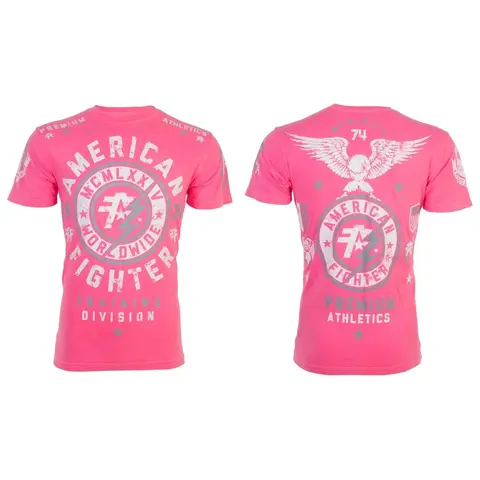 AMERICAN FIGHTER Mens Short Sleeve MADISON Crewneck T-Shirt (Pink)