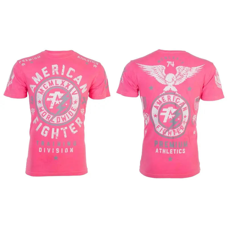AMERICAN FIGHTER Mens Short Sleeve MADISON Crewneck T-Shirt (Pink)
