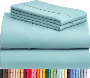Luxclub 4 PC Queen Sheet Set, Queen Size, Deep Pockets 16" Wrinkle Free Cooling Bed Sheets Machine Washable Hotel Bedding Silky Soft - Aqua Queen LuxClub
