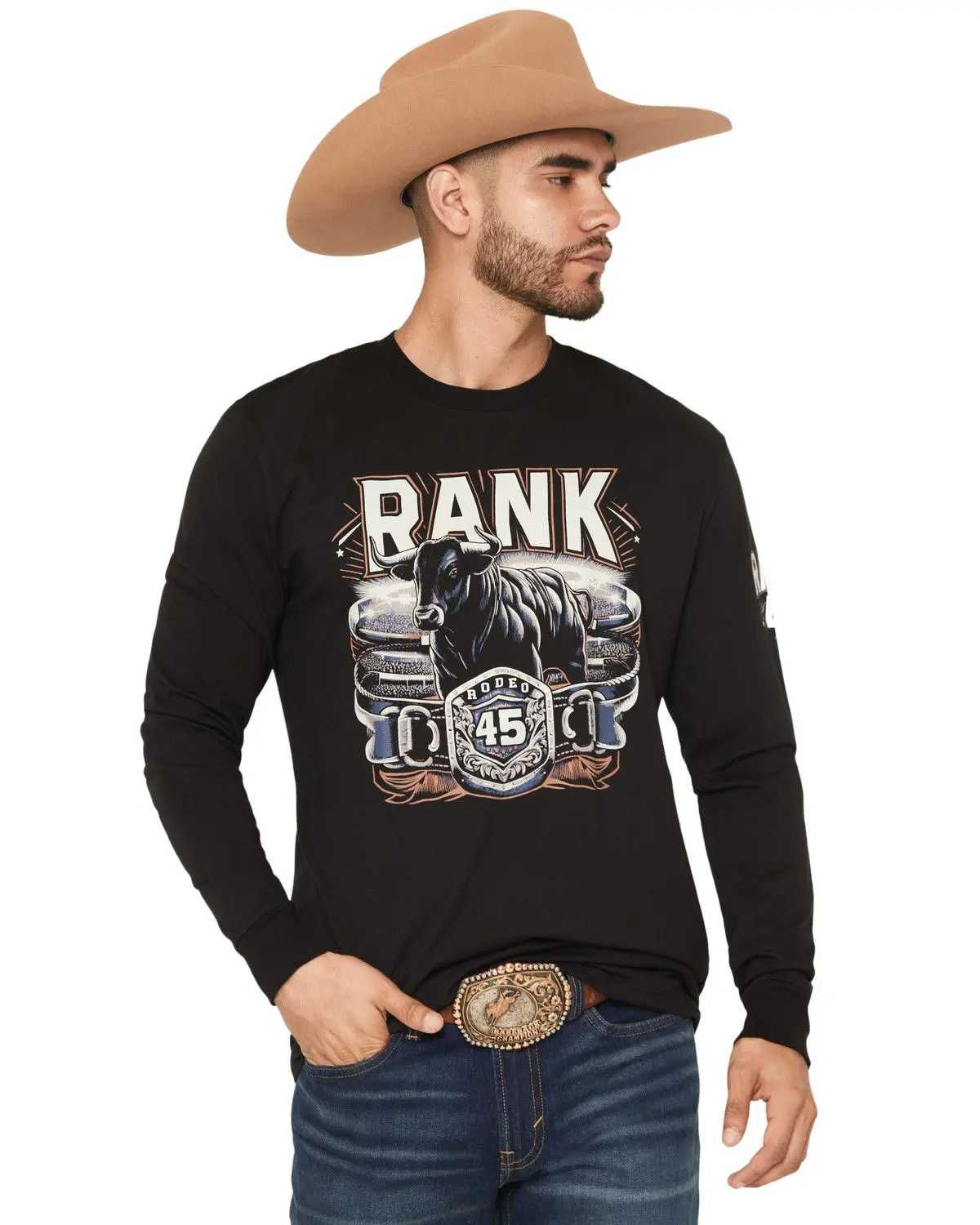 Rank 45 Men's 45&Reg; Men'S Buckle Up Long Sleeve Graphic T-Shirt - Rmfa25t8-Blk