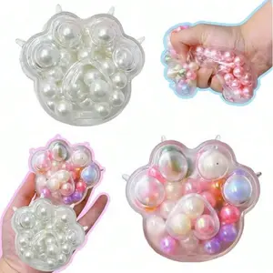 1/3/6Pcs Stress Relief Cat Paw Balls Set, DIY Beaded Bracelets, Suitable for All Ages, Enhances Focus & Emotion Release, Sensory Experience, Stress Relief Gadgets