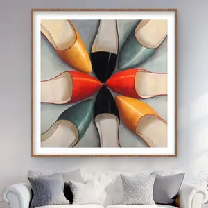 212 MAIN Contemporary Black Framed Matted Wall Art Print (48x48 in.) - Women's Shoes Artistic Photo, Home Decor Decoration, Ideal Gift for Rooms