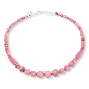 Mine Finds by Jay King Argentinian Rhodonite Bead Sterling Silver Necklace
