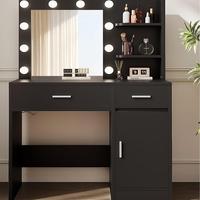 Vanity With Lights - Black