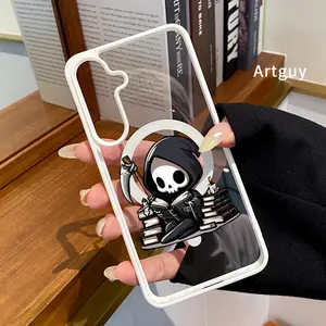 Magnetic Phone Case for Samsung Galaxy S24 Plus S25 Ultra S23 FE Ultra S22+ Reaper Reader Pattern TPU Shockproof Anti-Scratch Stylish Smartphone Cover