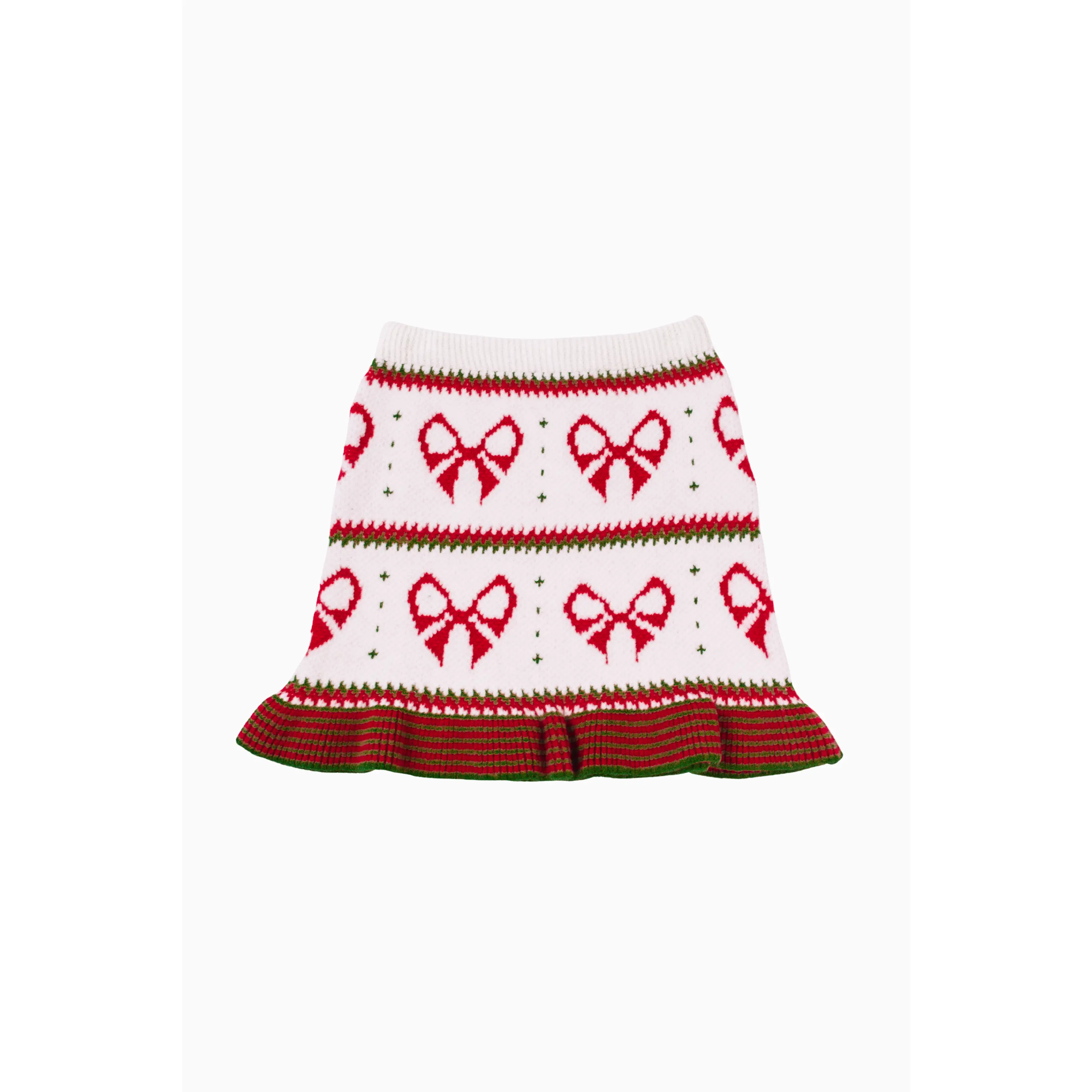 The Zoe Tween Sweater Skirt - White/Red
