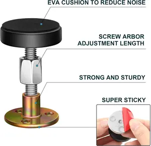 Adjustable Threaded Headboard Stoppers/Bumper Against Wall, 4 Pack Behind Bed Frame Protector Antishake Tool, Bed Shake Support Stabilizer Device for Anti-Knocking,Banging,Squeaking, Metal