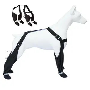 Waterproof Anti-Slip Dog Boots, Durable Outdoor Pet Footwear, Adjustable Strap, Reflective Strap, Elastic Band, Four-Legged Suit, with Pet Shoe Protector, for All Seasons, Outdoor Walking and Hiking, for Mini, Toy, Small, Medium, Large, Extra Large Breeds