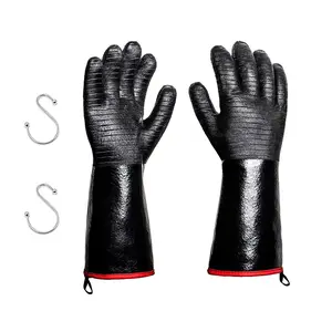 2 Pack Thicken Heat Resistant BBQ Gloves with S-Hook,14 inch Kitchen Oven Mitts,Waterproof Grill Cooking Glove for Turkey Fryer/Baking/Oven/Smoker,Tools & Hardware
