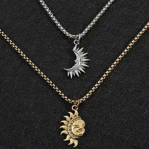 Asymmetric Sun Moon Necklace High Sense Couple Jewelry Simple Versatile Personalized Accessories