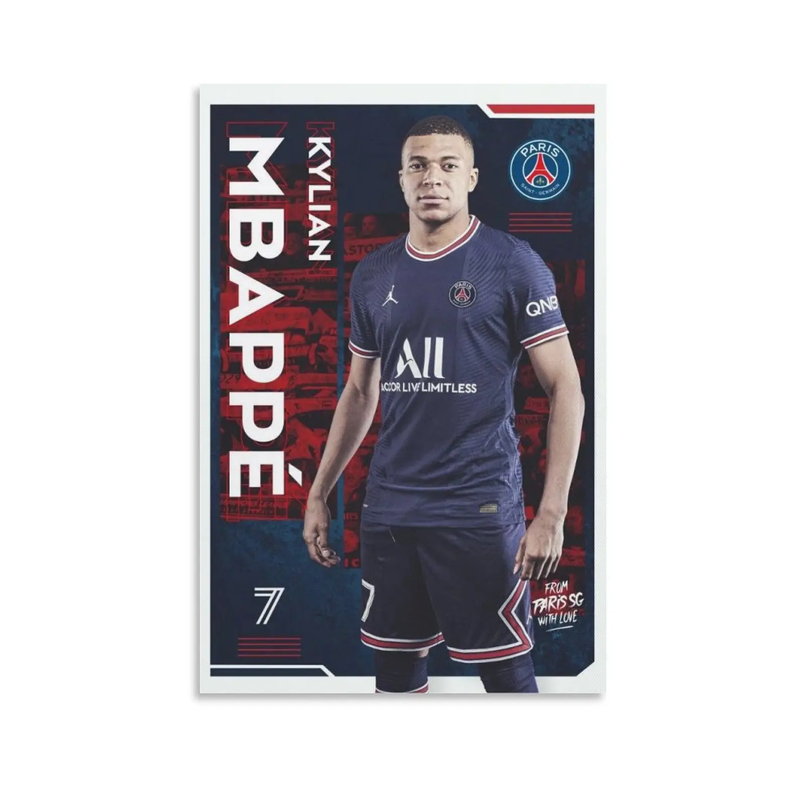 Football Sports Kylian Mbappe Poster Picture Art Print on Canvas Home Room Decor Mural