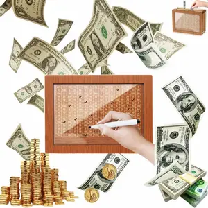 Wooden savings box, piggy bank, three savings challenge money storage boxes, a great gift for friends, wooden savings box, decorative home item