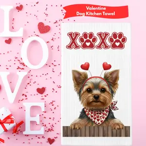 Valentine Dog Kitchen Towel