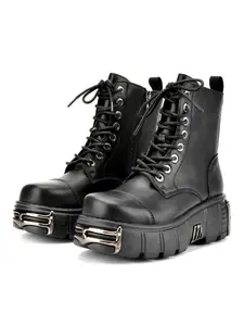 Women's Punk Style Platform Ankle Boots, Fashionable Round Toe Side Zip Design Boots for Daily Wear, Trendy All-match Boots for Women & Girls Footwear