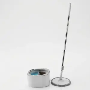 Mop Bucket Set with 360° Spin Mop and Bucket System Turbo spin drying 2 Microfiber Heads  Adjustable Longer Handle for Floor Cleaning