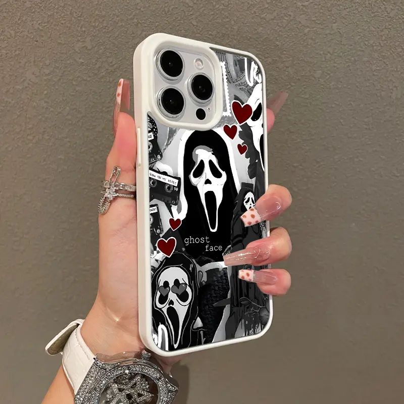 Magnetic Compatible Case for iPhone 17 16 E Pro Max 15 Plus 14 13 12 11 XS XR, Ghost Face Collage Aesthetic Print | Shockproof, Silicone, Lightweight, Scratch Resistant, and Trendy Protection