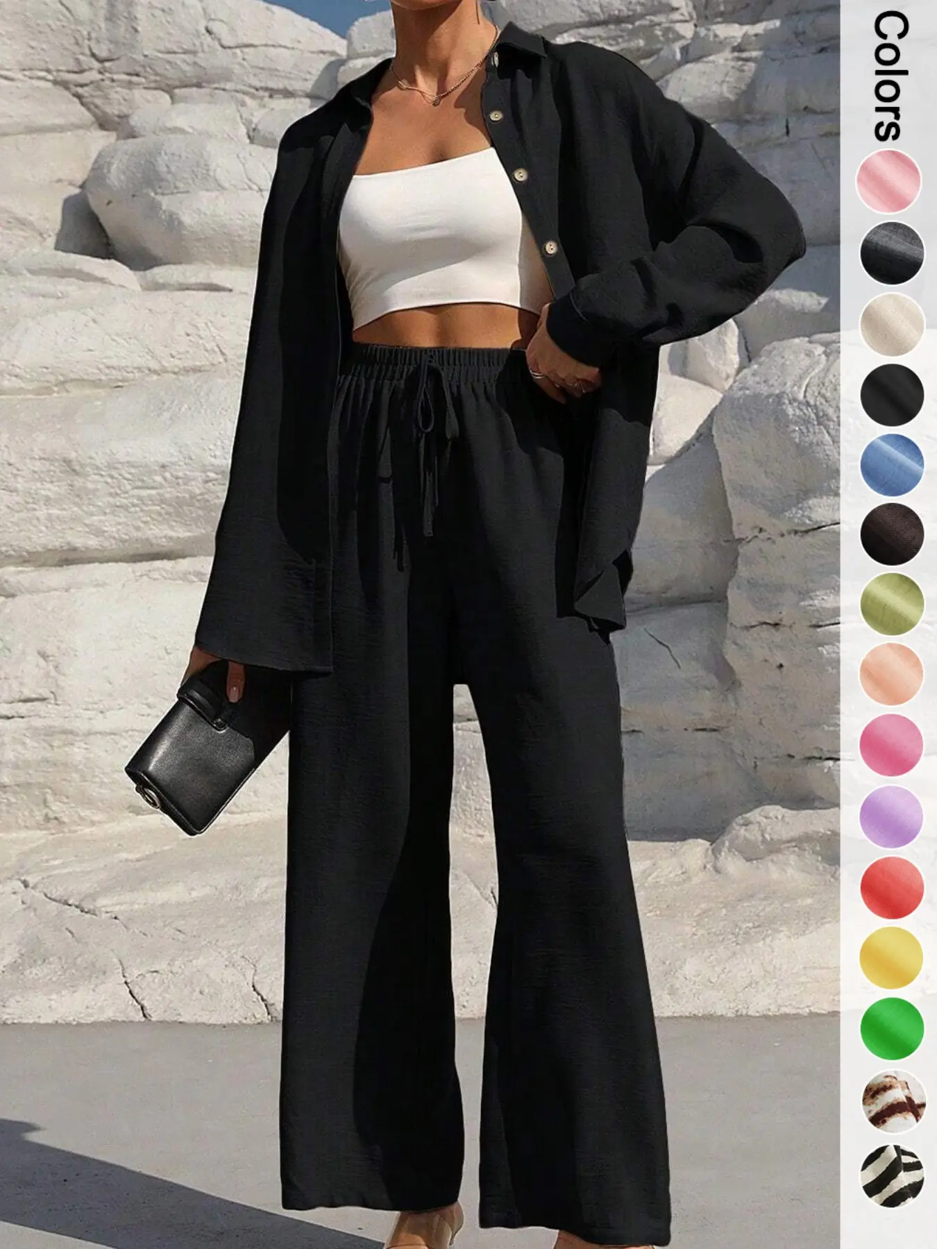 Women's Casual Sporty Shirt and Pants Set, Loose-Fit Baggy Zebra Stripe Two-Piece Outfit, Ideal for Lounging and Vacation, Womenswear