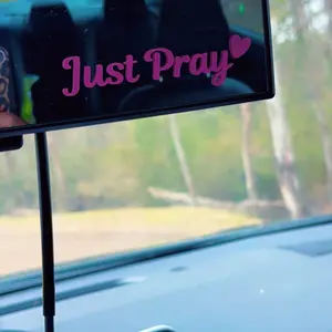 Letter & Heart Pattern Car Rearview Mirror Sticker, 2 Counts Self-Adhesive Car Mirror Decals, Car Exterior Decoration Accessories, Decal For Cars