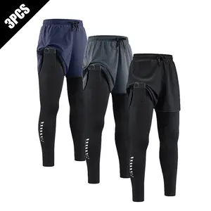 Men's two-piece style sports pants, featuring a sporty trendy design with a unique attention-grabbing fake two-piece look. Side pockets offer convenient storage,  everyday street wear. casual comfy loose fitting trouser  comfortable casual trouser