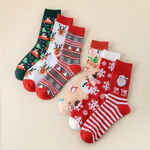 6 Pairs Unisex Christmas Socks, Socks Set, Fun Happy New Year Socks, Breathable Comfort Casual Street Style, Outdoor Wear All Seasons, Men and Women
