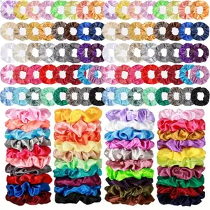 Satin Scrunchies & Hair Hoops Set, Minimalist Versatile French Style Hair Ties, Soft Elastic Hair Bands for Ponytails, Multicolor Fashion Hair Accessories for Women, Ideal for Daily & Party Hairstyling