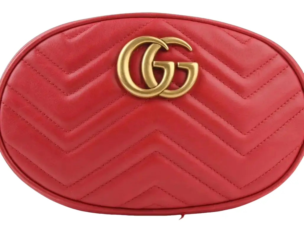 Pre-owned GUCCI Leather Crossbody Bags Marmont Belt Bag Red
