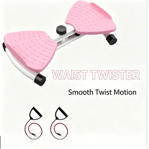 Adjustable Twist Stepper with Pull Rope - Wheels, Smooth, Sturdy, Non-Slip Workout Fitness Equipment, Compact At-Home Gym Gear for Leg & Waist Training, Supports Consistent Exercise