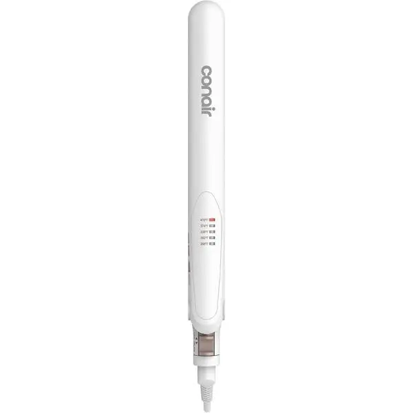 Double Ceramic Flat Iron, 1-Inch Flat Iron Hair Straightener, Five Heat Settings, Extra Long Floating Plates, White