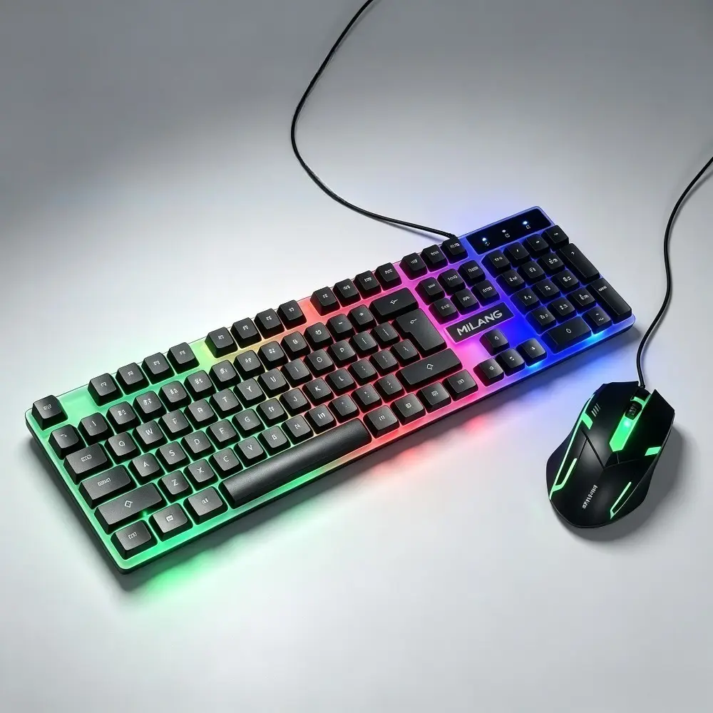 1pc Wired keyboard/mouse set, 104 key full-size USB wired gaming keyboard, ergonomic optical gaming mouse, plug and play, suitable for desktop computers, personal computers, laptops, Windows system home office gaming use