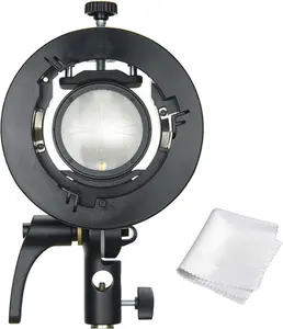Godox S3 Speedlite S-Type Bracket Bowens Mount Flash Holder for Godox V100 AD200Pro II V1Pro AD200Pro AD400Pro AD200 and Other Flashes, Precise Tilt Control, Large Handle, Integrated Umbrella Mount