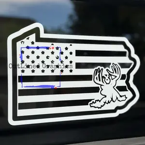 PA State Deer Decal – Pennsylvania Flag Truck Sticker for Hunters & Outdoorsmen -Window Decal for Truck - Chevy Truck Decal -Rear truck window - Ford decal -Dodge Decal-Florida Decal-Multiple Colors-Gift for Him -Gift for Her - Decals for trucks-Hunt