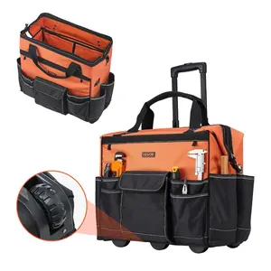 VEVOR Rolling Tool Bag, 110 lbs Load Capacity, 27 Pockets Heavy Duty Roller Tool Bag on Wheels, Adjustable Telescoping Handle Stable Base, Toolbag Organizers with Wheels for Construction, Mechanic